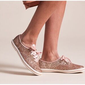 Keds X Kate Spade New York Rose Gold Glitter Sneakers Tennis Shoes